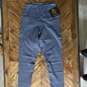 Gray workout pants with mesh detailing